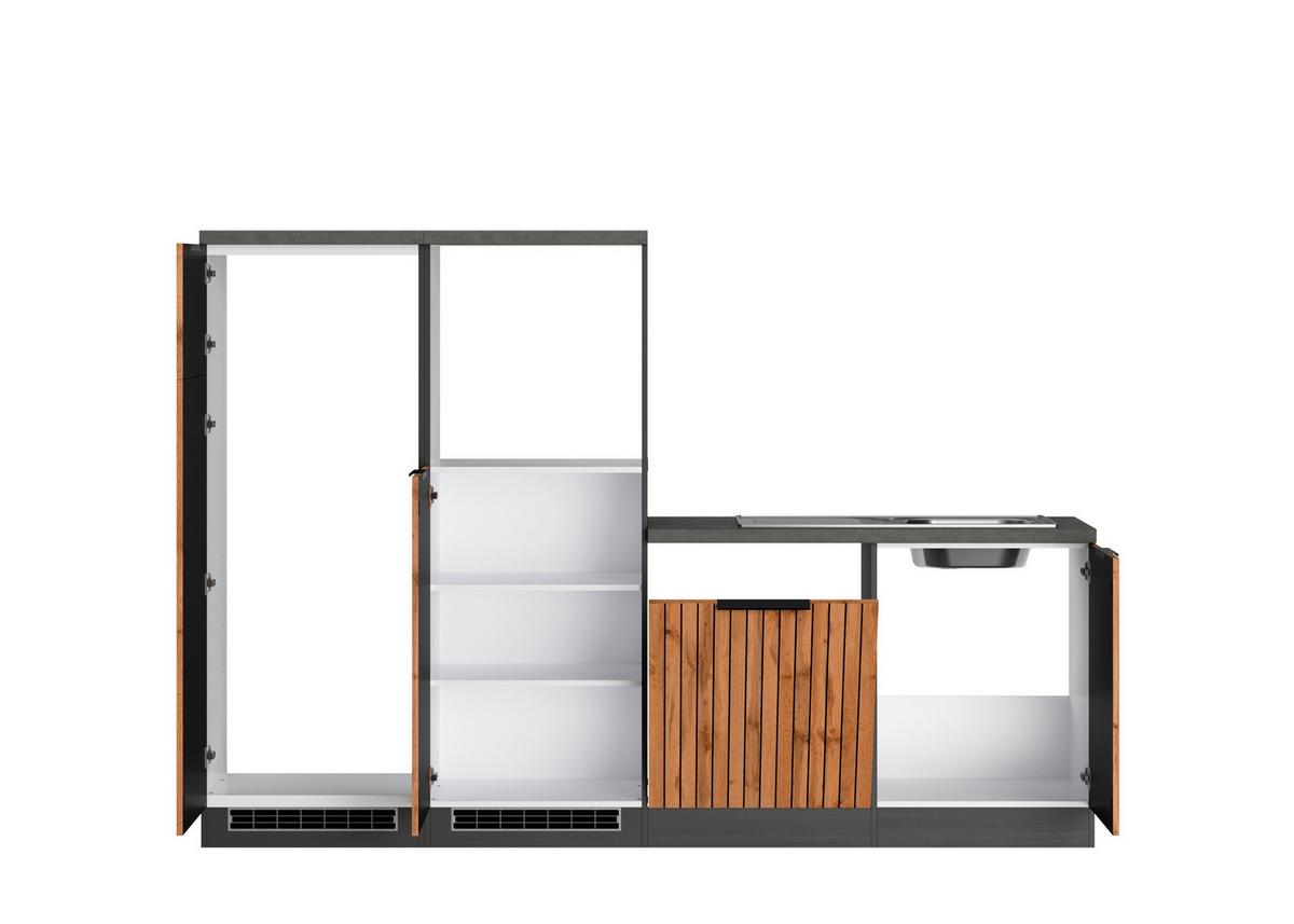 Eckküche Liverpool Graphit/ Eiche Dekor S: 300x240 Cm - Schieferfarben/Eiche Wotan, Basics, Holzwerkstoff (300/240cm) - Held