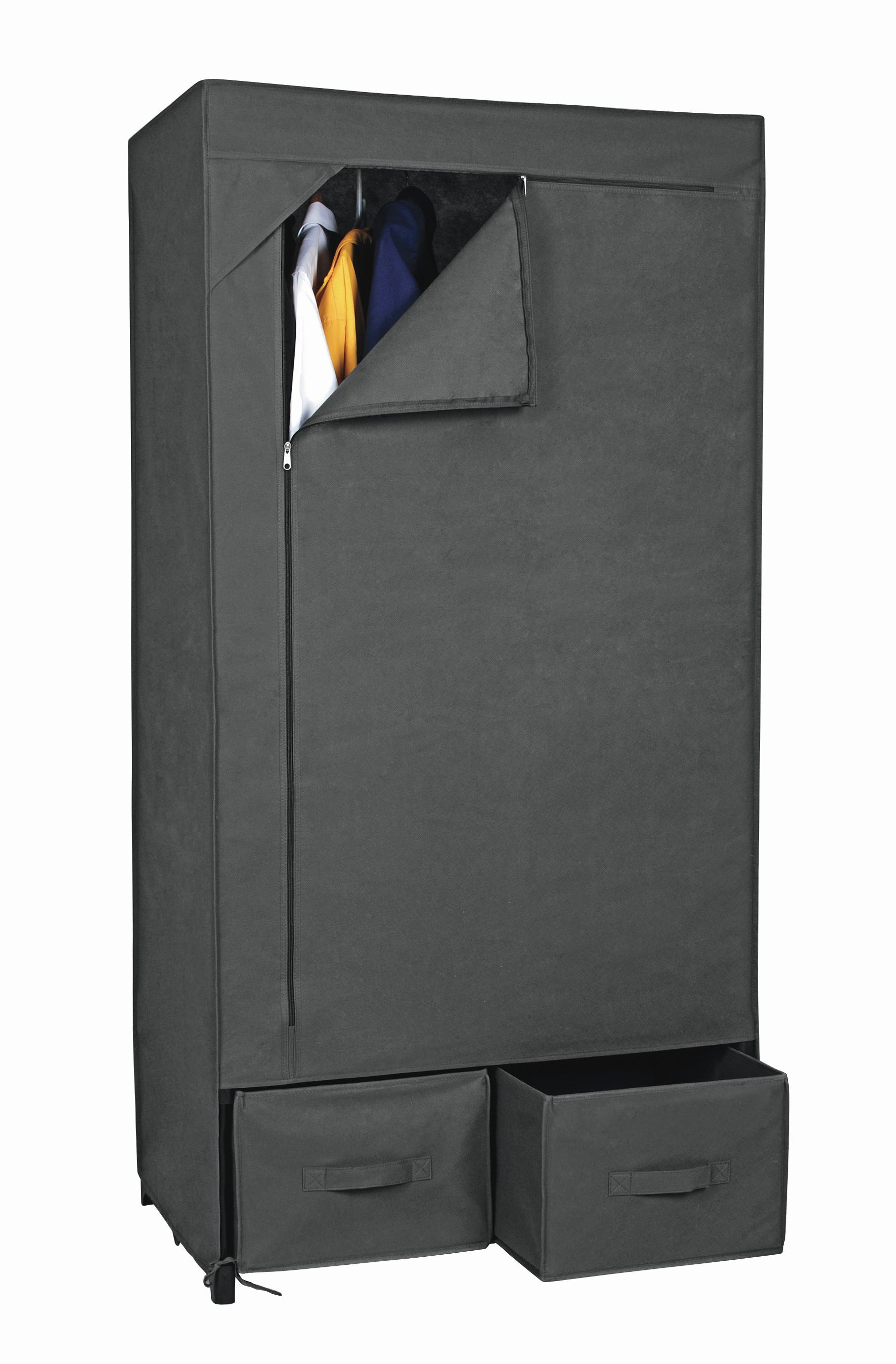 Stoffschrank mit Metallgestell B: 80 cm Ritsch-Ratsch, Grau - Dunkelgrau, MODERN, Textil/Metall (80/160/50cm)