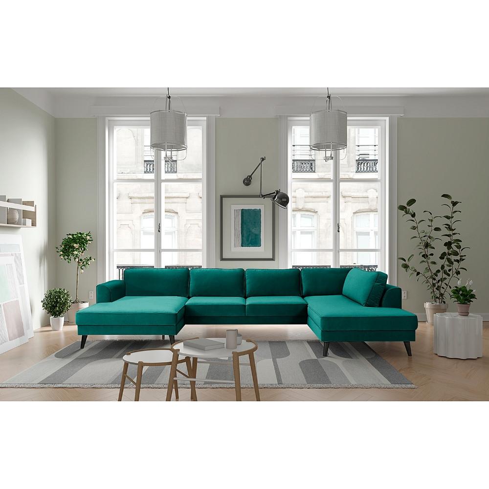 Wohnlandschaft Lumber Jack Petrol U: 354x85x201 Cm - Wengefarben/Petrol, MODERN, Textil (354/85/201cm) - Trendmanufaktur