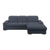 Ecksofa mit Bettfunktion Malaga new Chenille blau - Blau/Schwarz, KONVENTIONELL, Textil (286/203cm) - Ondega