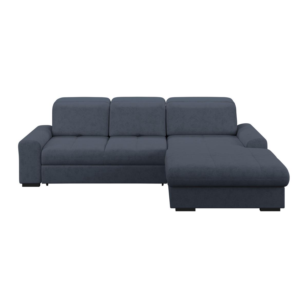 Ecksofa mit Bettfunktion Malaga new Chenille blau - Blau/Schwarz, KONVENTIONELL, Textil (286/203cm) - Ondega