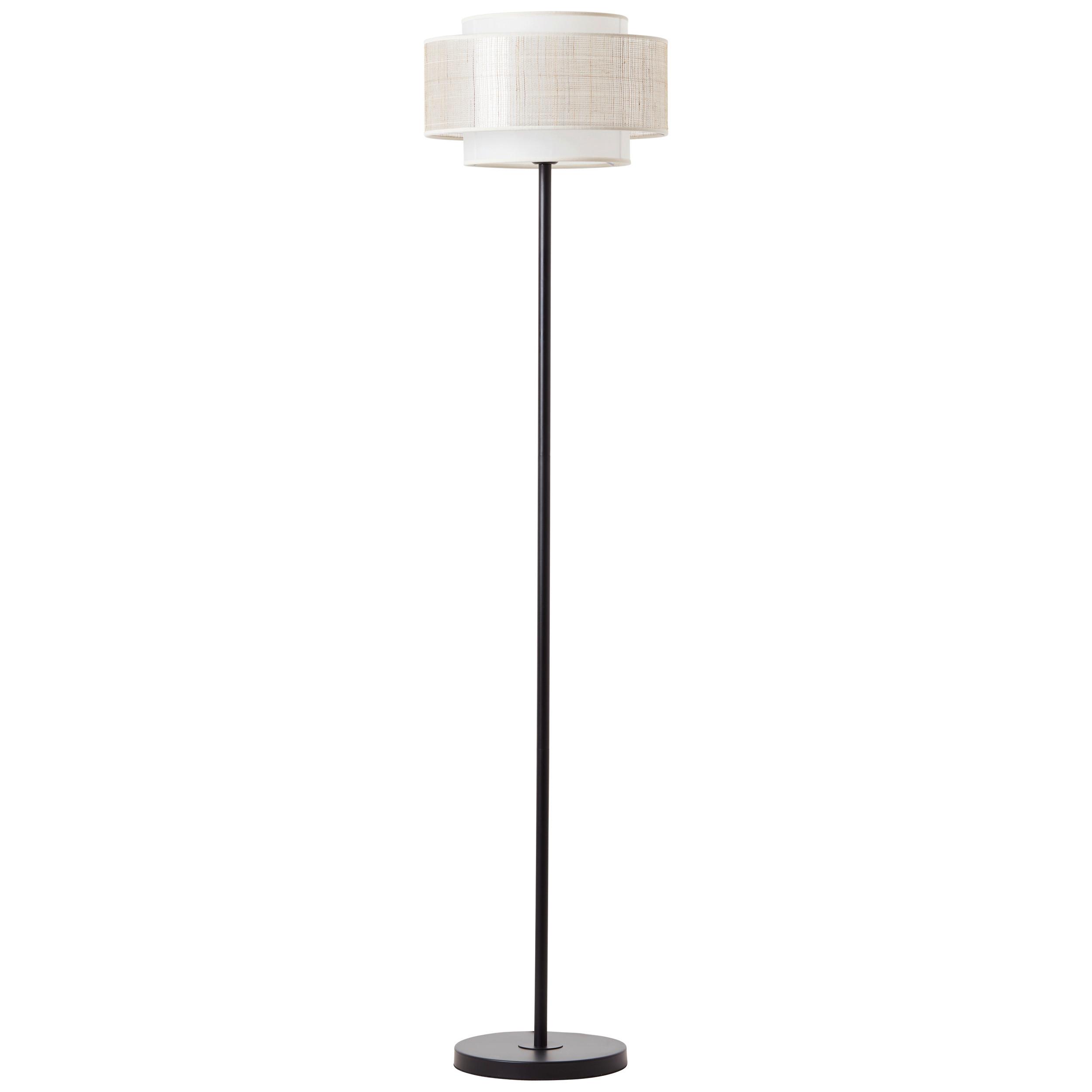 Stehlampe Odar Beige/Schwarz mit Fußschalter - Beige/Schwarz, Natur, Papier/Textil (36/152,5cm) - Brilliant