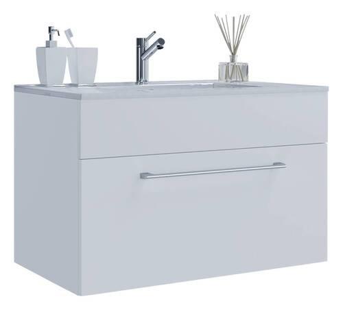 Waschtischkombi Badinos Weiß B: 80 cm - Weiß, MODERN, Keramik/Holzwerkstoff (80cm) - MID.YOU
