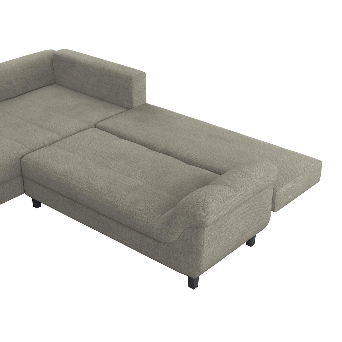 Ecksofa Mit Schlaffunktion Mendoza New Chenille 197x309cm - Sandfarben/Schwarz, KONVENTIONELL, Textil (197/309cm) - Ondega