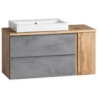 Waschbecken Mit Unterschrank Varese B: 105 Cm Grau - Eiche Wotan/Weiß, MODERN, Keramik/Holzwerkstoff (105cm) - Held