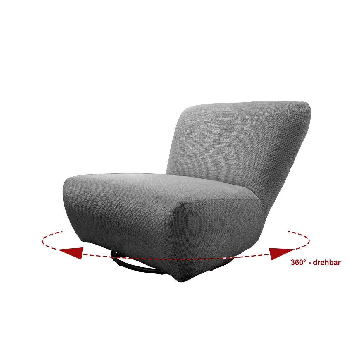 Xxl-sessel Cremallo Grau 360° Drehbar, B: 95 Cm - Schwarz/Grau, Trend, Textil (95/77/94cm) - Livetastic