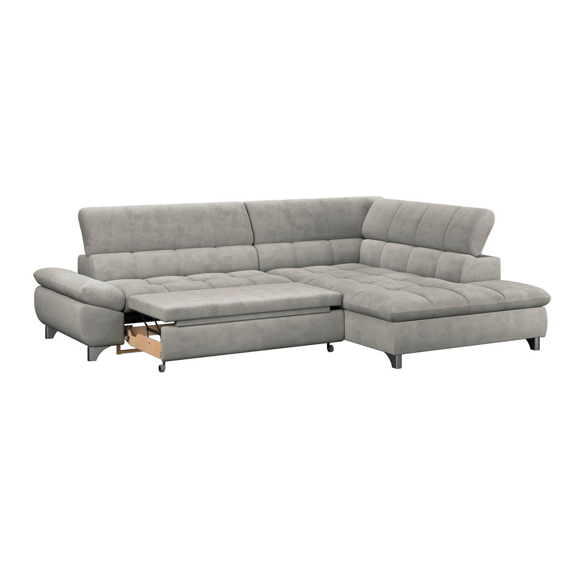 Ecksofa Gemini Dunkelgrau, B: 312 cm - Taupe/Chromfarben, KONVENTIONELL, Textil (312/234cm)