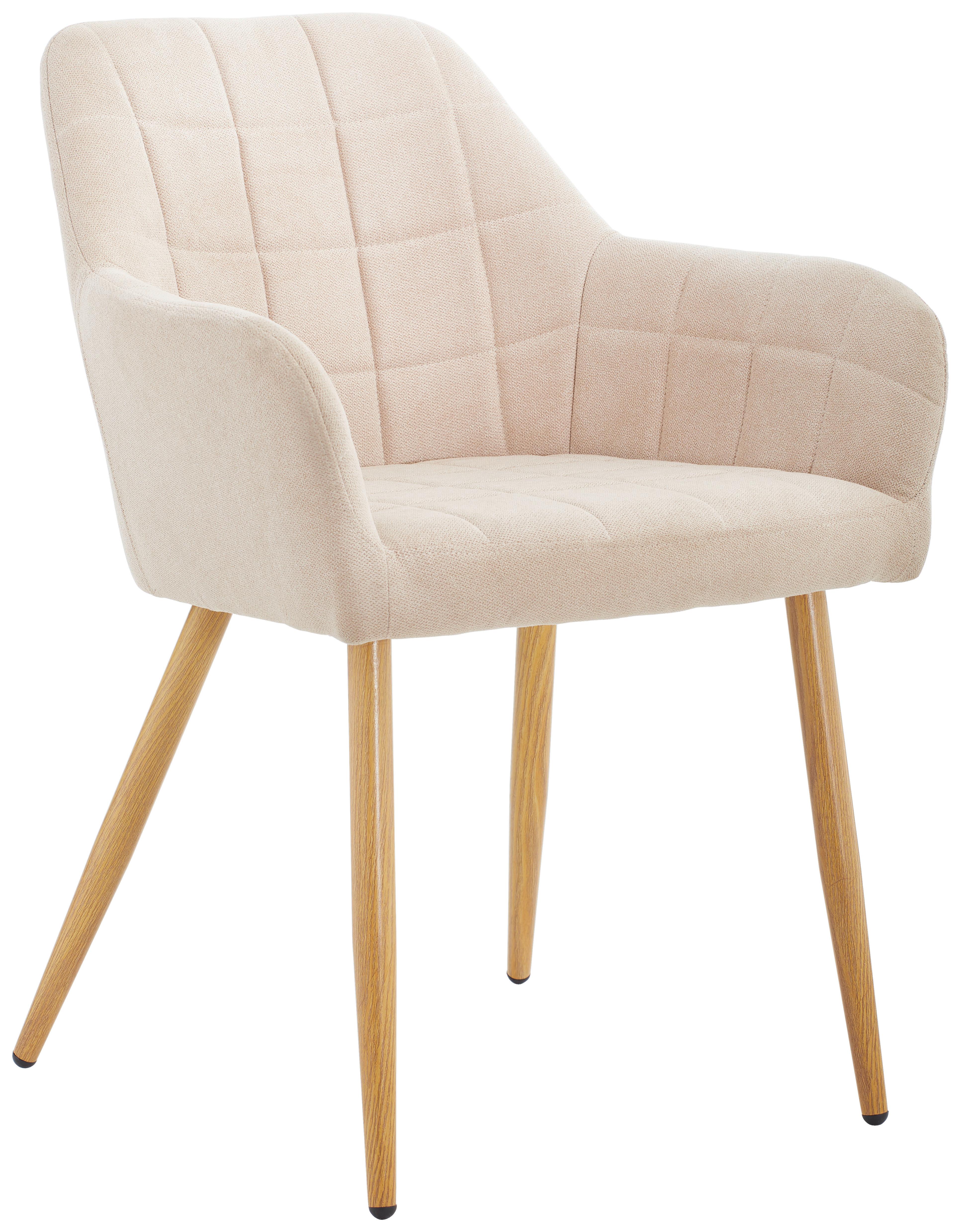 Armlehnstuhl Drops Hellbraun B: 57 Cm - Hellbraun/Eichefarben, MODERN, Textil/Metall (57/82/60cm) - MID.YOU