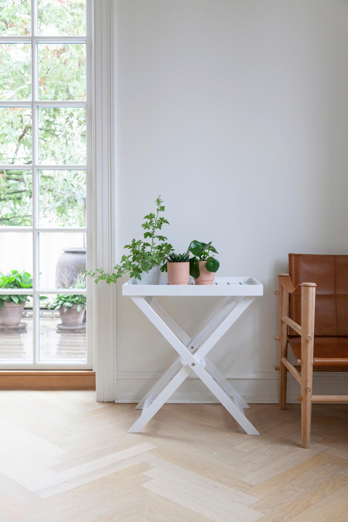 Gartentisch Klappbar Tray Table Mahagoniholz L 60cm - Weiß Hochglanz, KONVENTIONELL, Holz (60/40/65cm) - MID.YOU
