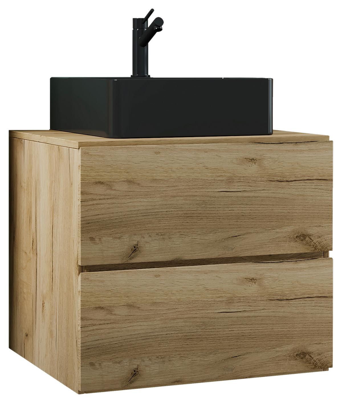 Waschtischkombi Lendas Bl S - Honigeiche/Schwarz, MODERN, Keramik/Holzwerkstoff (61cm) - MID.YOU