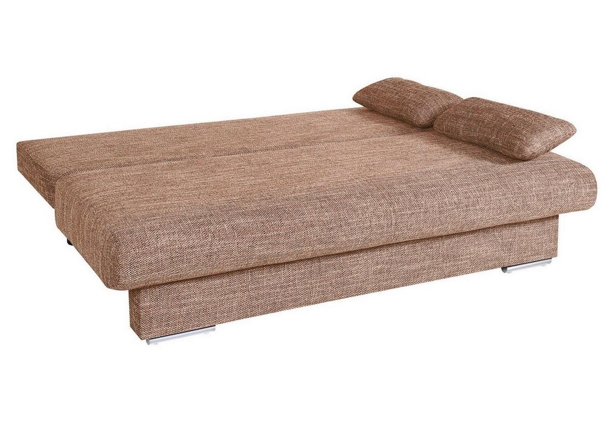 Schlafsofa mit Bettkasten Bora Cappuccino - Chromfarben/Schwarz, Design, Holzwerkstoff/Textil (193/85/86cm) - P & B