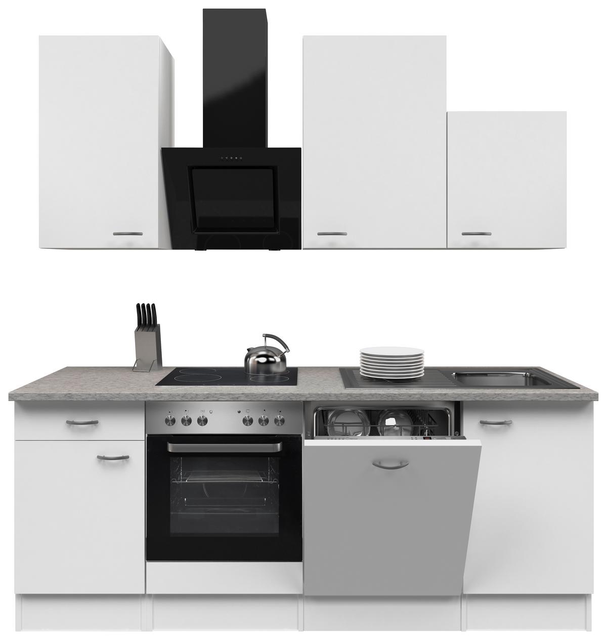 Küchenzeile Wito mit Geräten 220 cm Grau/Weiß Modern - Hellgrau/Weiß, MODERN, Holzwerkstoff (220cm) - FlexWell