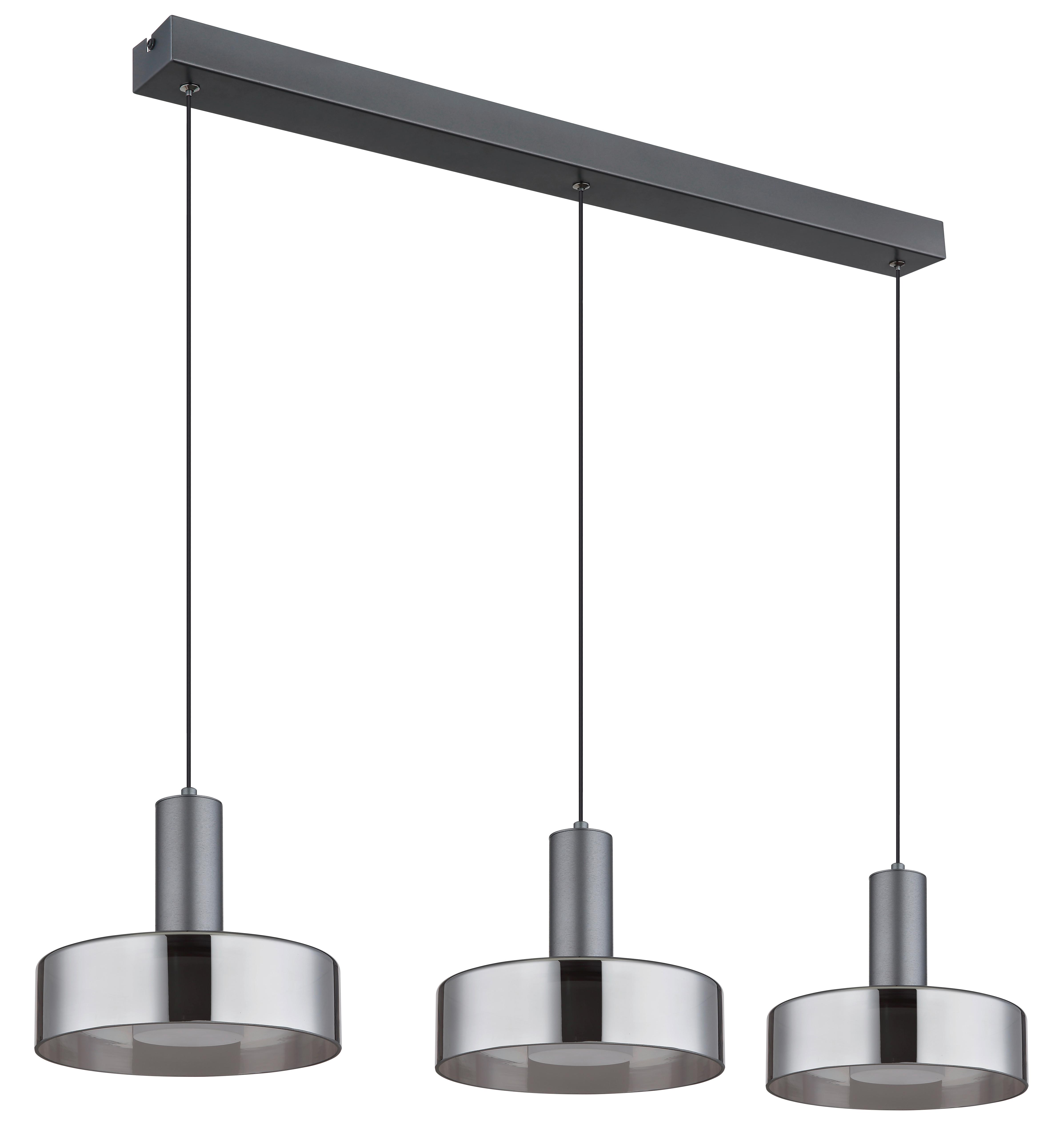 LED-Hängeleuchte Grant Grau Schwarz L: 90 cm - Schwarz/Grau, Design, Glas/Kunststoff (90/22/150cm) - Globo