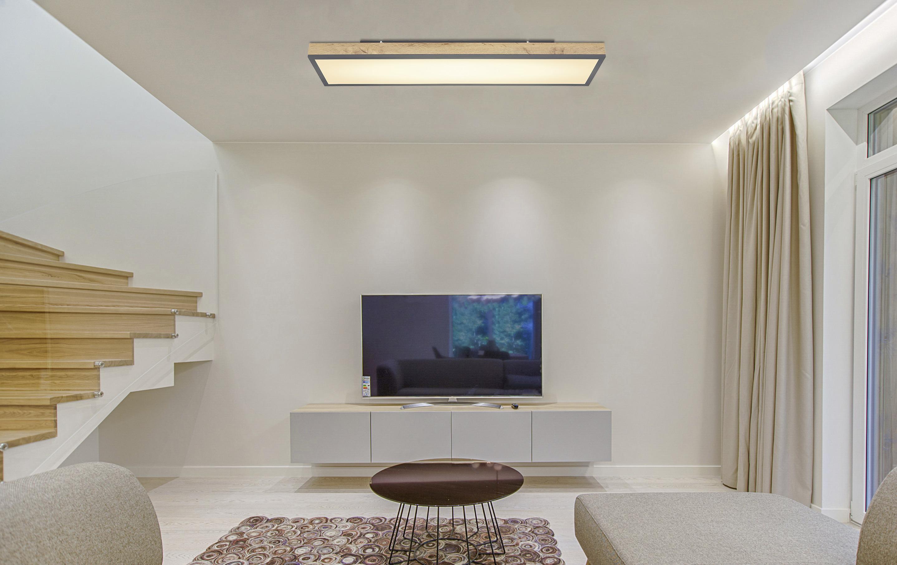 LED-Deckenleuchte 416080wd5-Cct L:  120 - Opal/Graphitfarben, Basics, Holz/Kunststoff (120/30/7,5cm) - Globo