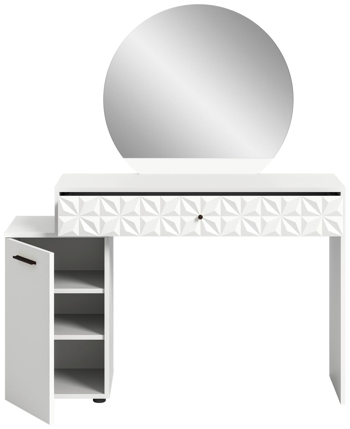 TOALETNÝ STOLÍK PRISMA - biela/biela s vysokým leskom, Design, kompozitné drevo/plast (117/42/138cm) - MID.YOU