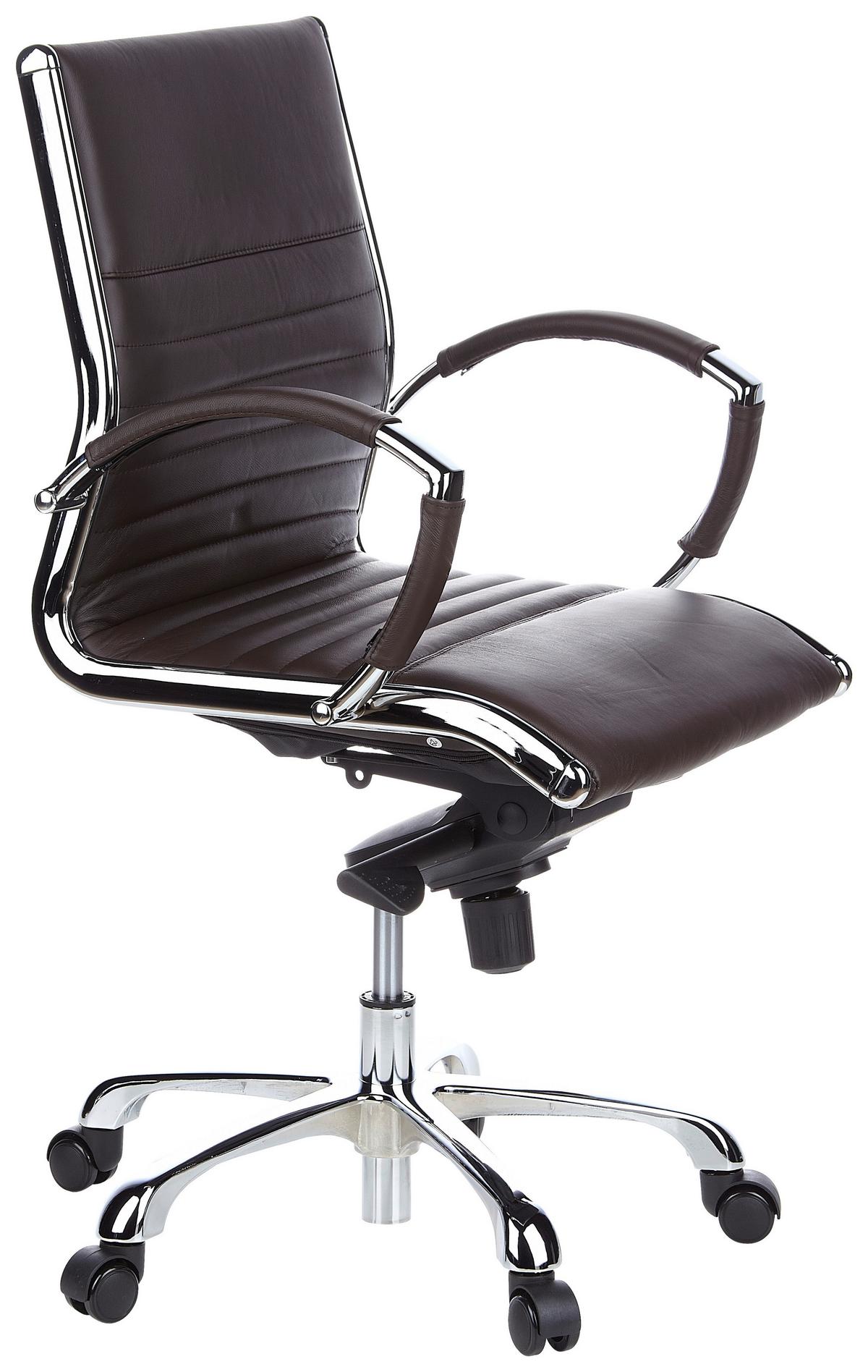 Drehstuhl Parma 10 Dunkelbraun - Chromfarben/Dunkelbraun, MODERN, Leder/Kunststoff (60/111/50cm) - MID.YOU