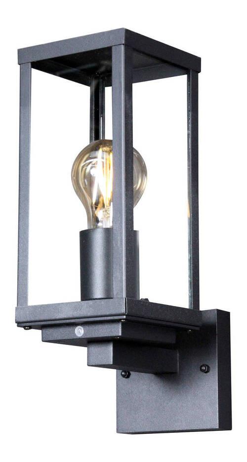 Außenwandleuchte 60 Watt Glas Aluminium, Wandmontage - Klar/Anthrazit, Basics, Glas/Metall (37,0/16,0/11,0cm)