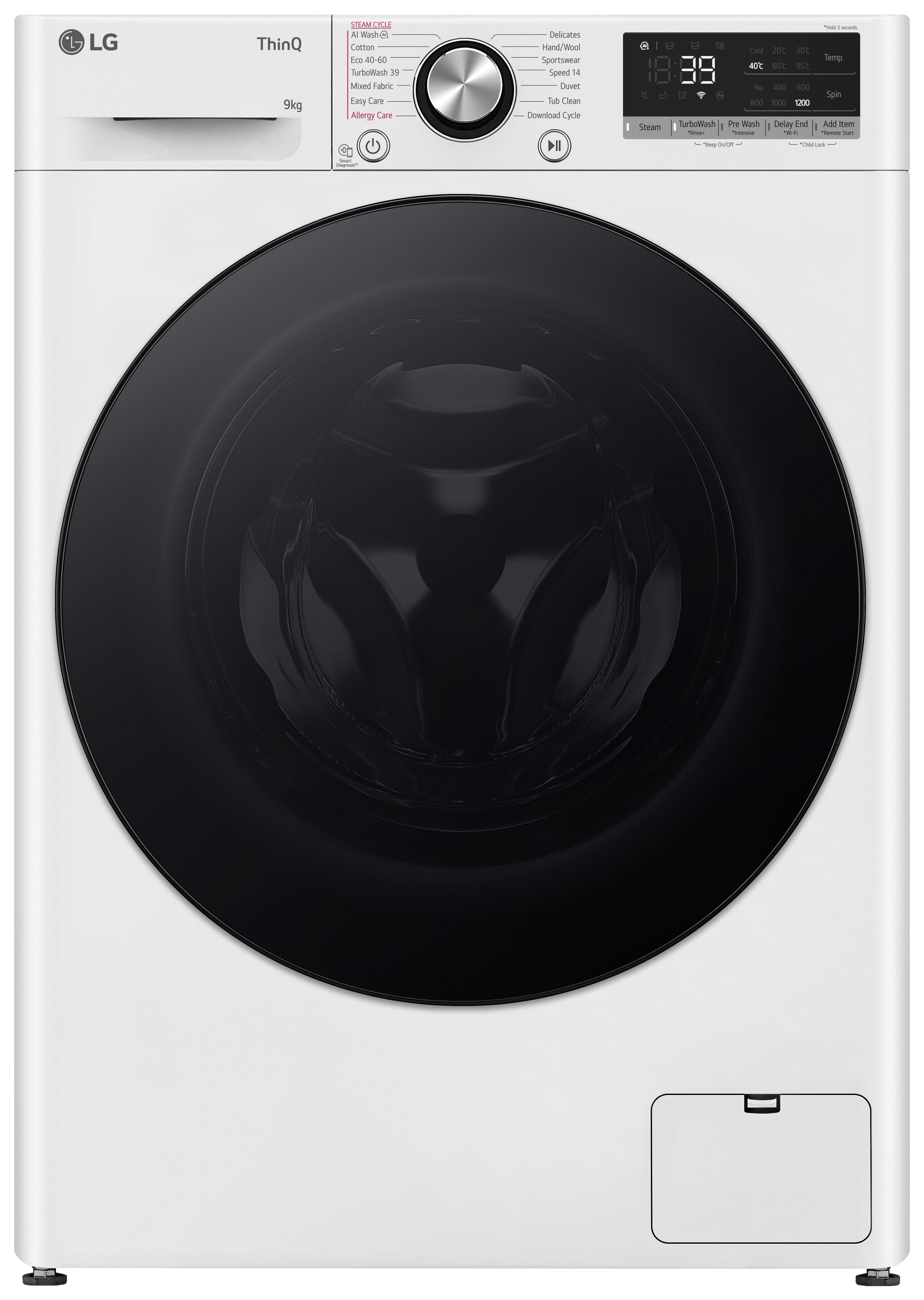 Waschmaschine LG F2v7slim9 9 Kg 1160 U/Min Thinq - Weiß, Basics, Glas/Kunststoff (60/85/47,5cm) - LG