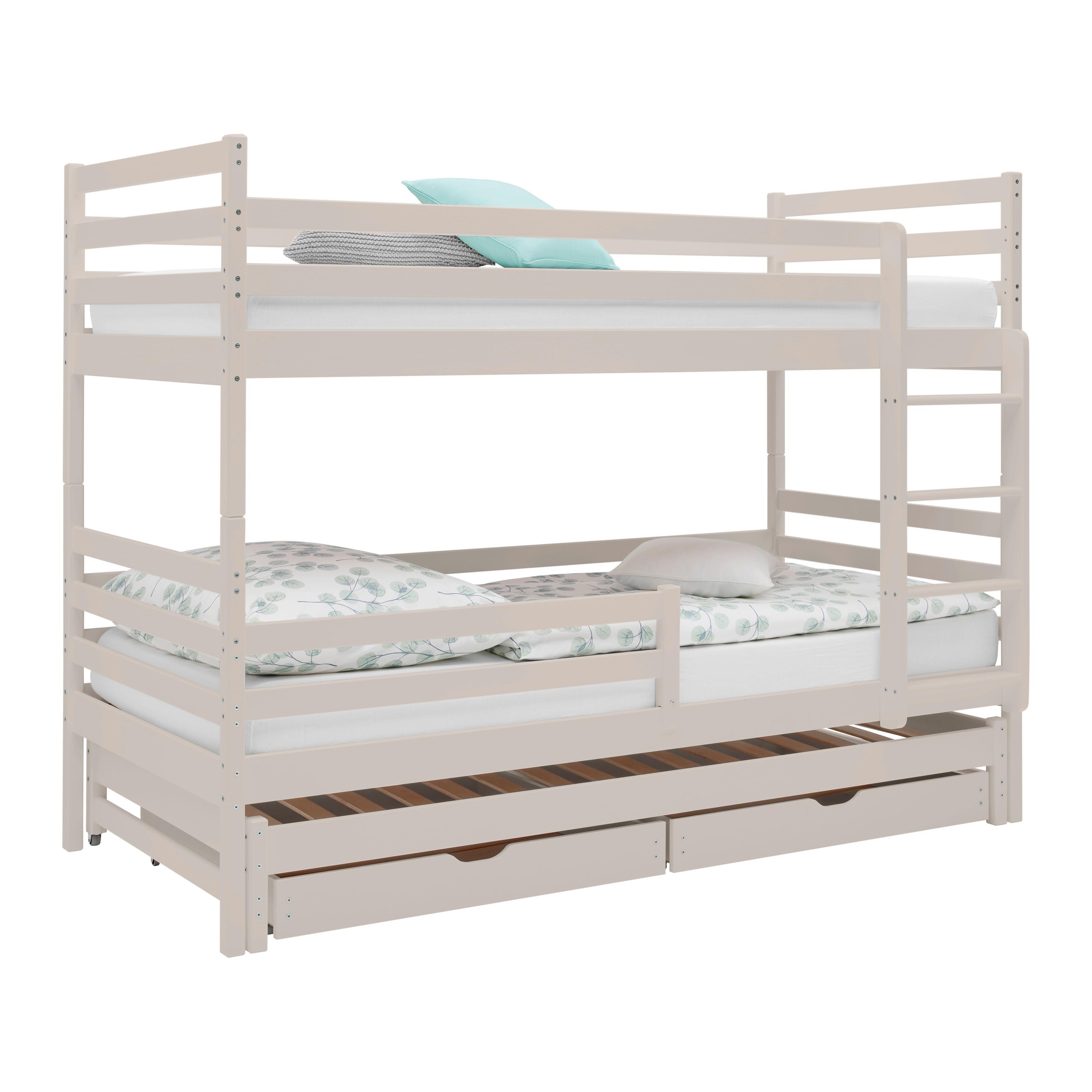 Poschodová posteľ MILA 90x200 cm, borovica, kašmírová - kašmírová/farba brezy, drevo (90/200cm) - Mömax