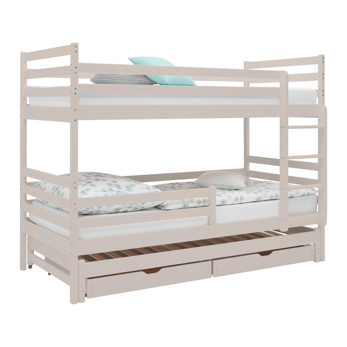 Poschodová posteľ MILA 90x200 cm, borovica, kašmírová - kašmírová/farba brezy, drevo (90/200cm) - Mömax