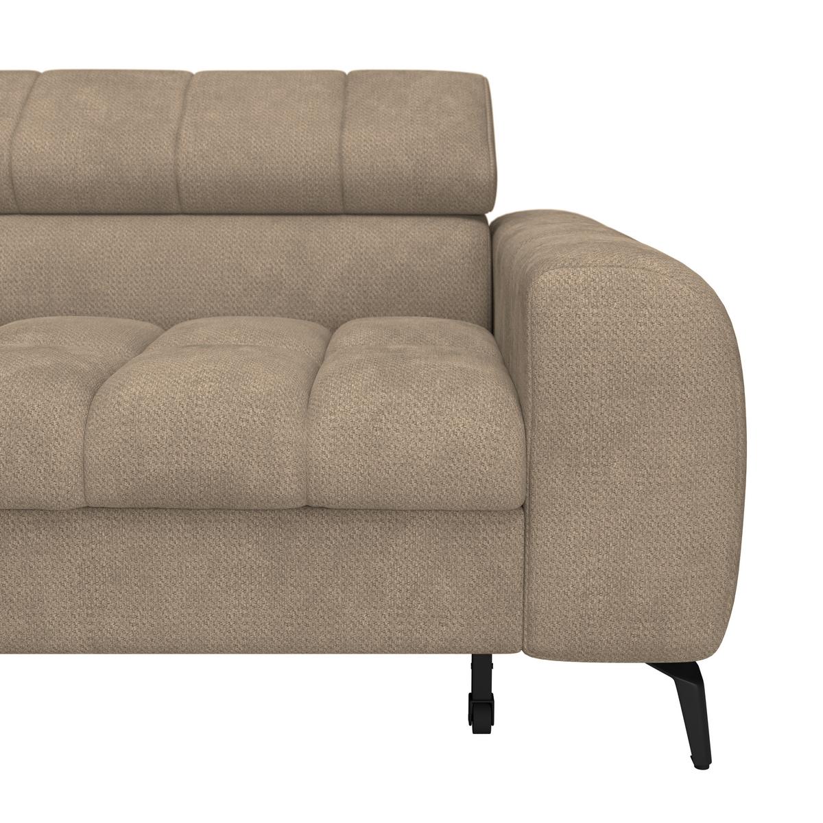 Ecksofa Volf Links New Beige, S: 203x261 cm - Beige/Schwarz, Trend, Kunststoff/Textil (203/261cm)