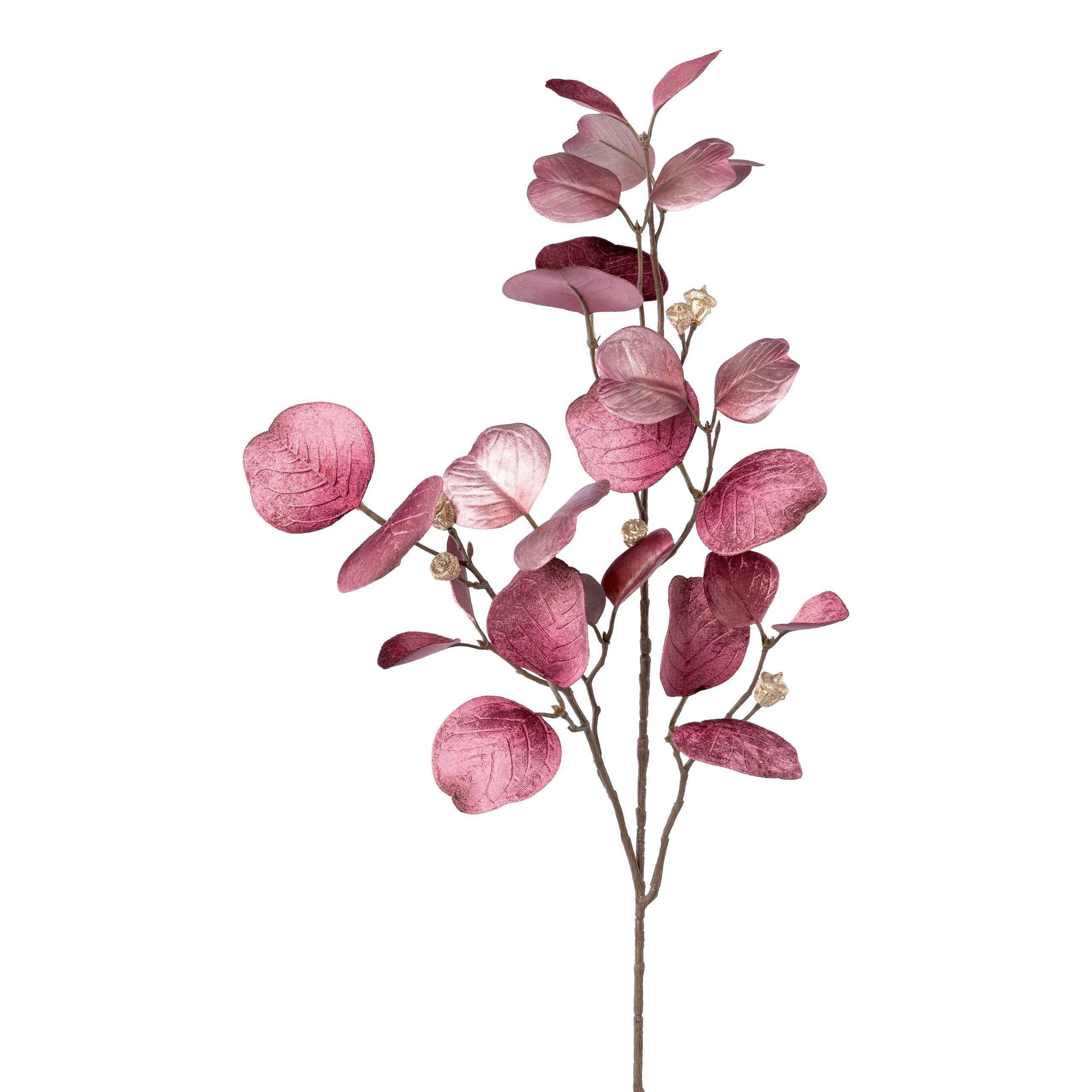 Kunstpflanze Eukalyptuszweig - Lila/Braun, KONVENTIONELL, Kunststoff (80cm)