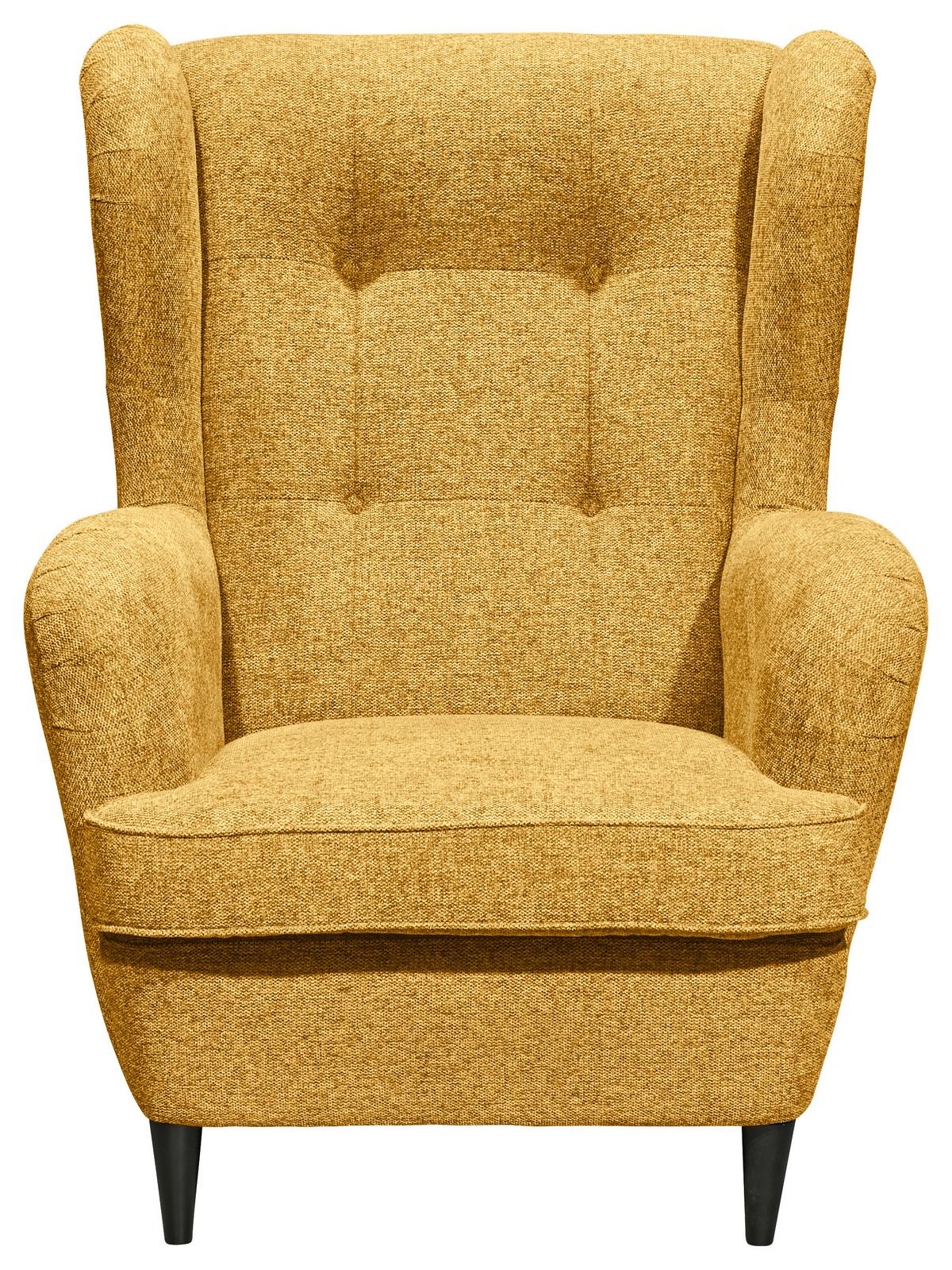 Ohrensessel Oskar Webstoff Safran - Gelb/Schwarz, Basics, Holzwerkstoff/Textil (78/102/98cm) - MID.YOU