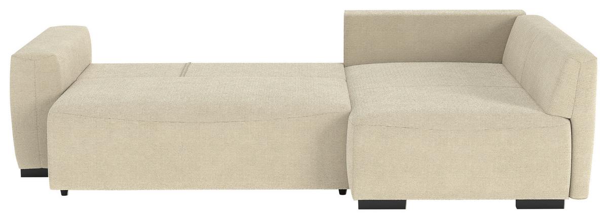 Ecksofa mit Bettfunktion Giro Cord beige, B: 252cm - Beige/Schwarz, Trend, Textil (252/170cm) - MID.YOU