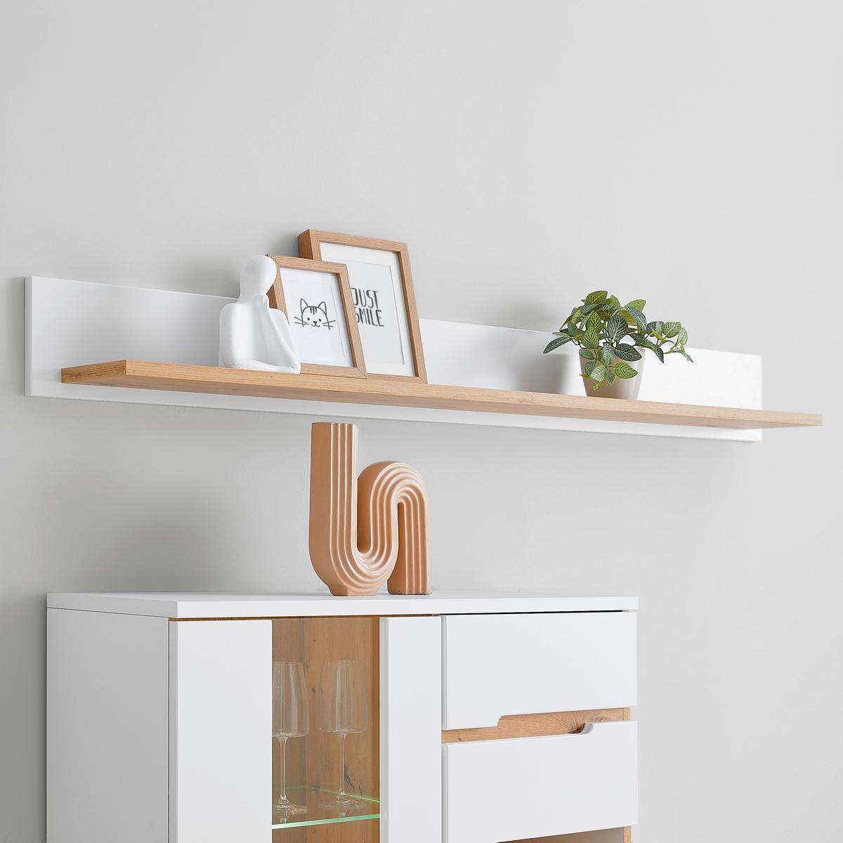 NÁSTĚNNÁ POLICE DALLAS - bílá/dub artisan, Moderní, kompozitní dřevo (160/18/22cm) - Mömax
