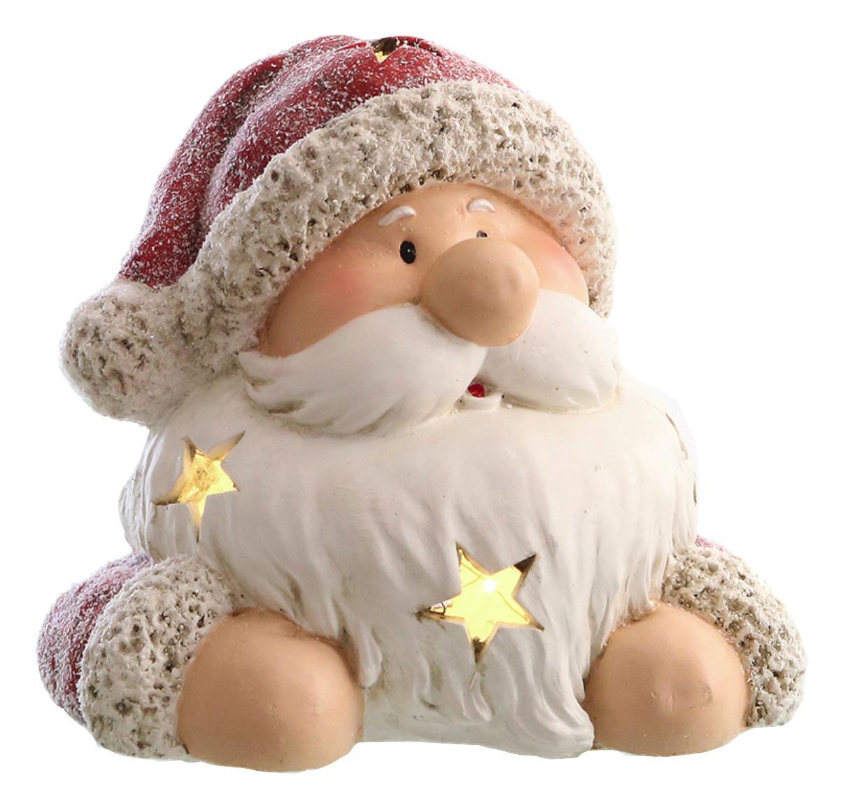 Lámpás Santa - Piros/Krém, konvencionális, Kő (31/28cm)