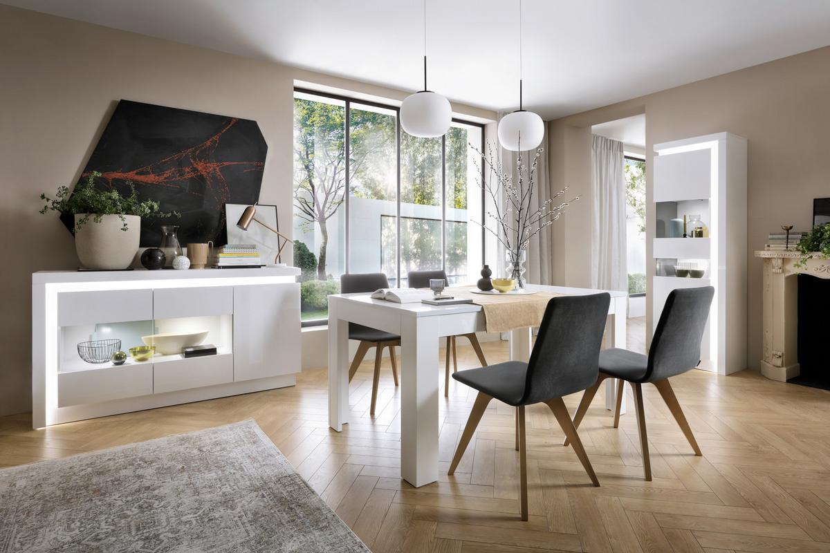 TV-Element Lyon - Weiß Hochglanz/Schwarz, Trend, Holzwerkstoff (146/41,7/42cm)