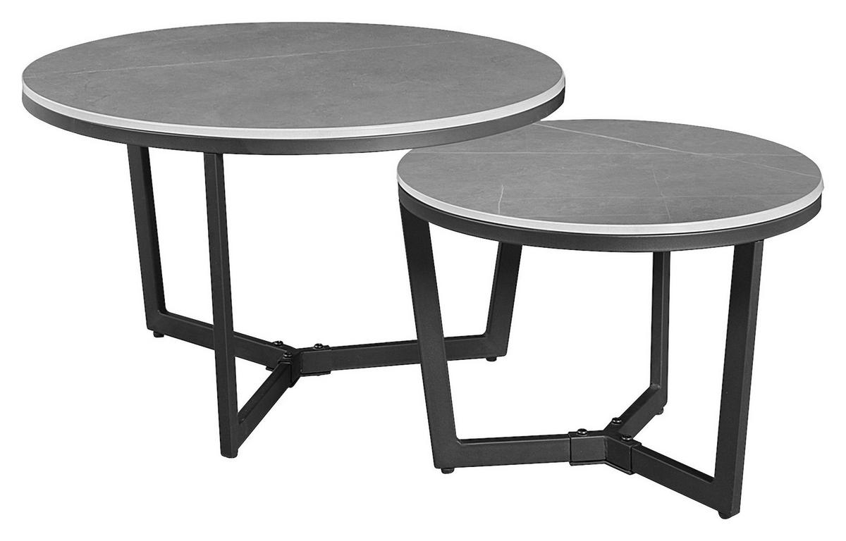 Couchtisch Ivan - Dunkelgrau/Schwarz, KONVENTIONELL, Stein/Metall (68,5/68,5/43cm) - MID.YOU