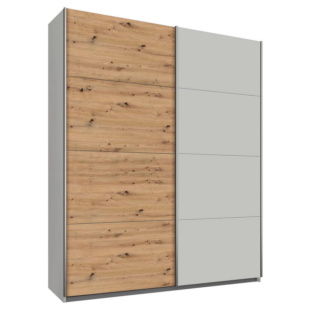 Schwebetürenschrank 181cm Feldkirch, Grau/Eichefarben