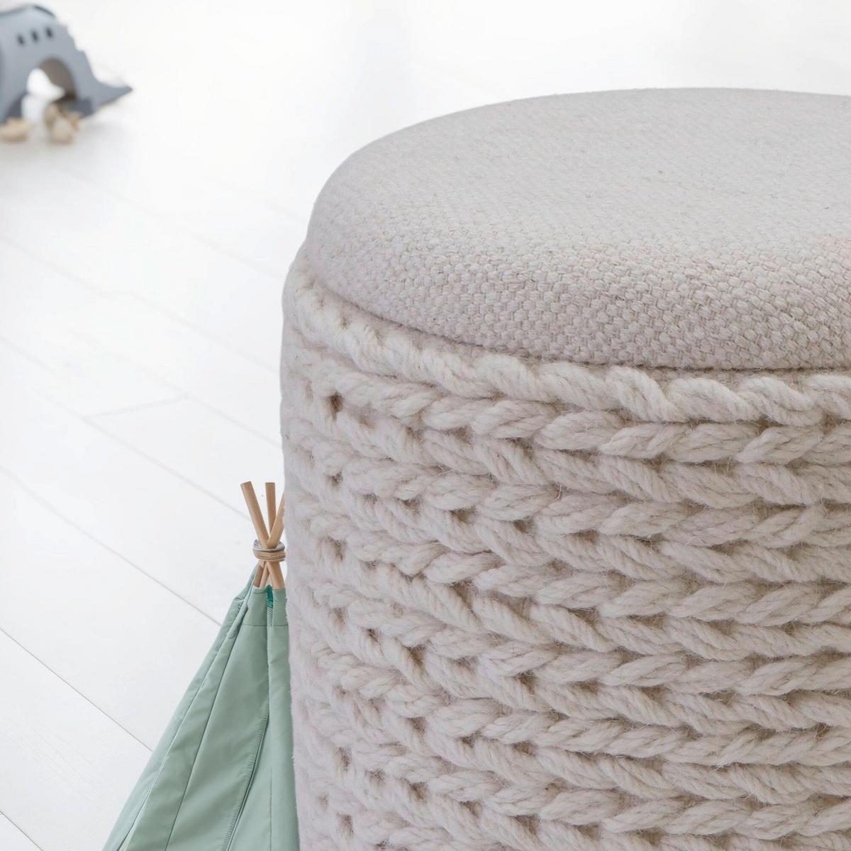 Hocker Creme B: 40cm - Creme, Basics, Textil (40/45/40cm) - Livetastic