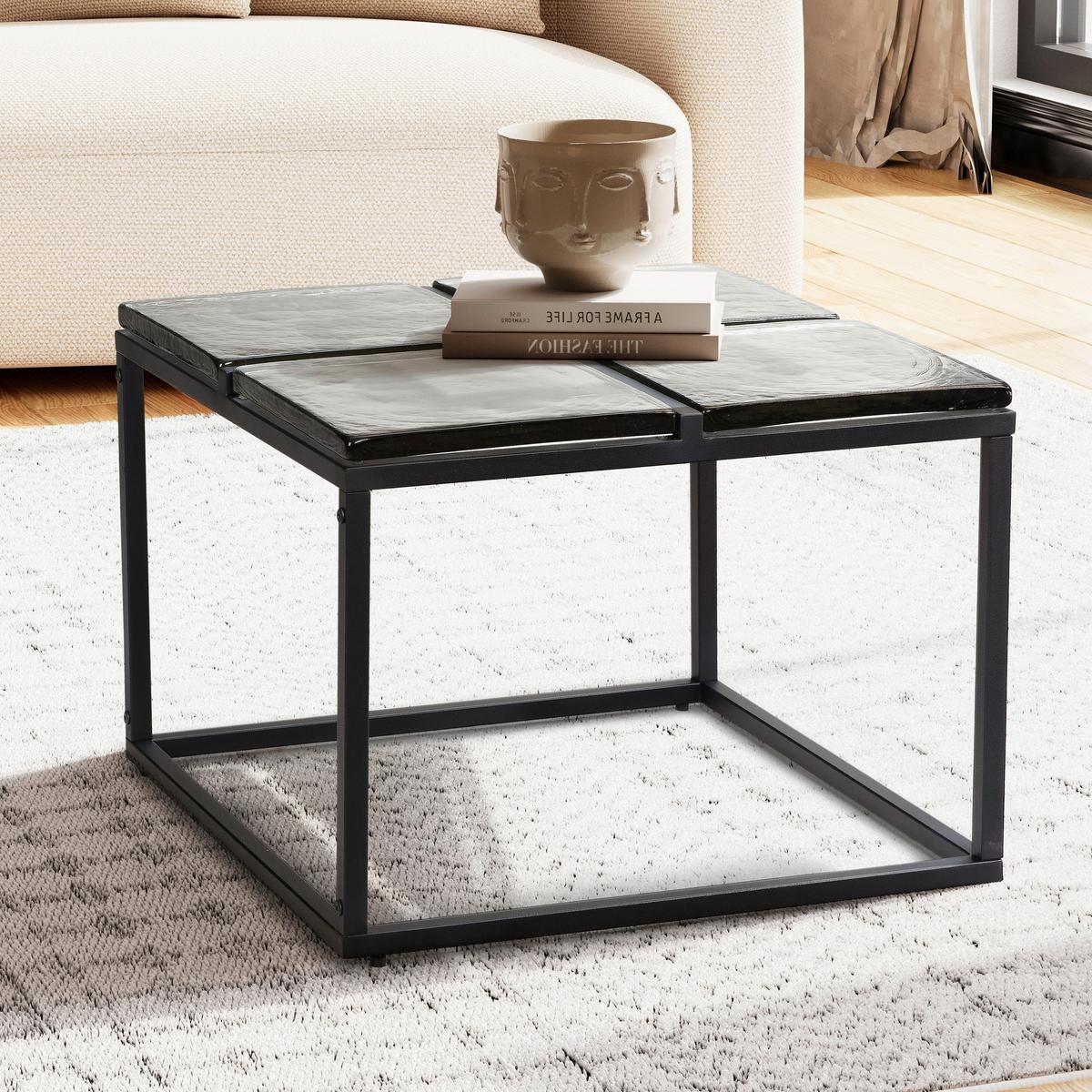 Couchtisch Schwarz L: 58 cm - Schwarz, Design, Glas/Metall (58/58/43,5cm) - MID.YOU