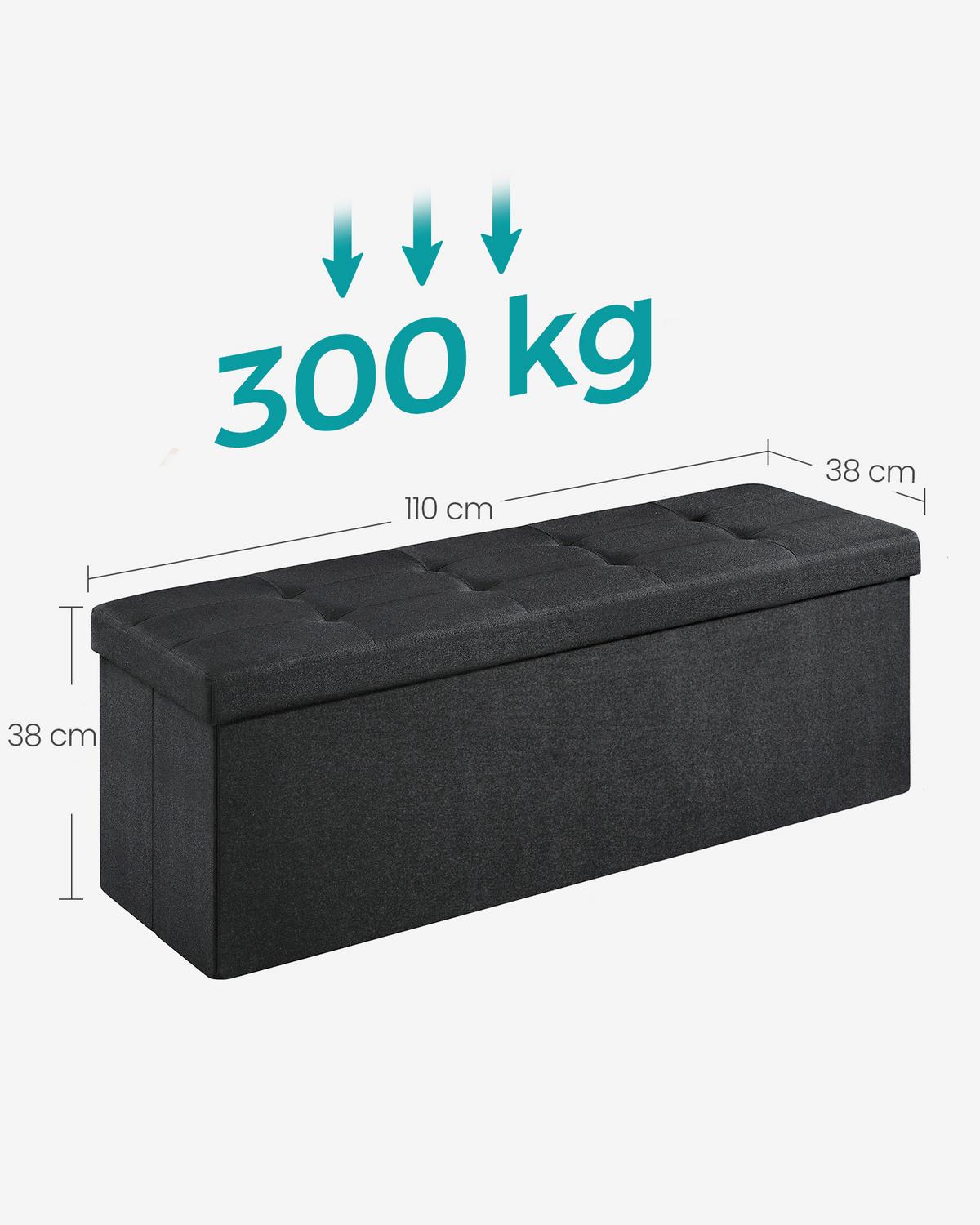 Truhenbank Schwarz B: 110cm - Schwarz, Basics, Holzwerkstoff/Textil (110/38/38cm)