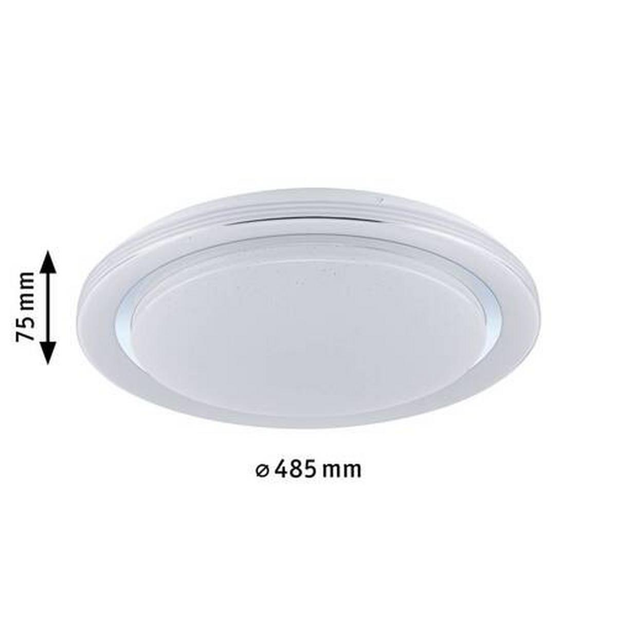Deckenleuchte Ø 48,5 Cm 1-Flammig Dimmbar Rund - Chromfarben/Weiß, Basics, Kunststoff/Metall (48,5/7,5cm) - Paulmann
