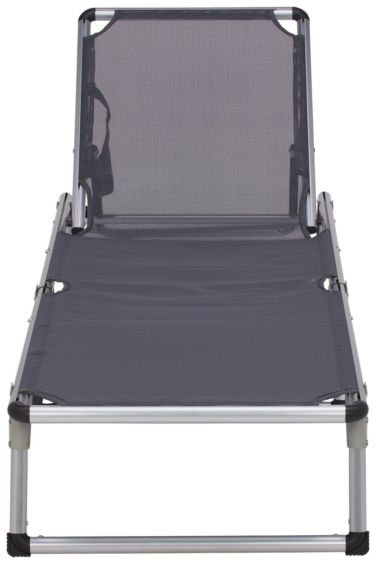 Dreibeinliege Leni Aluminium, Textilene - Anthrazit/Alufarben, MODERN, Textil/Metall (186/25/56cm) - Ondega