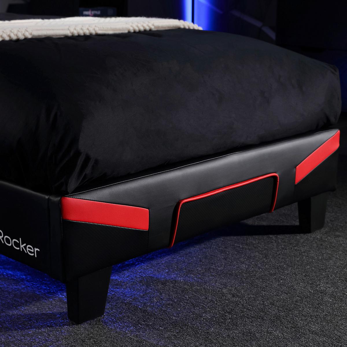Bett Cerberus - Rot/Schwarz, MODERN, Holzwerkstoff/Kunststoff (90/190cm) - X Rocker