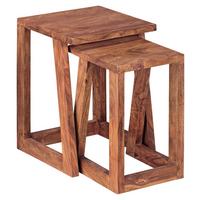 Beistelltisch 2er-set Mumbau Sheesham - Sheeshamfarben, Design, Holz (36/36/50cm) - MID.YOU