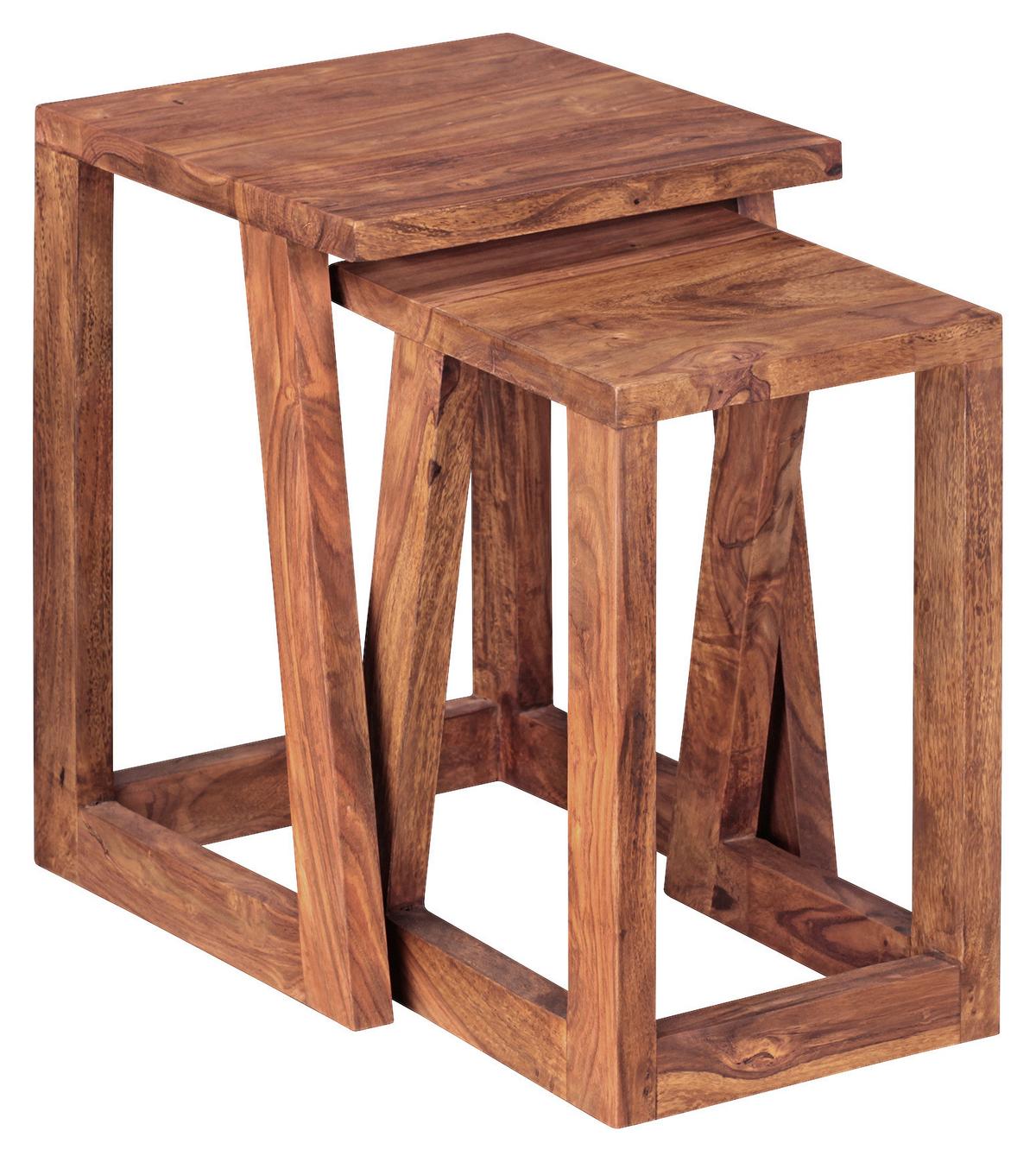 Beistelltisch 2er-set Mumbau Sheesham - Sheeshamfarben, Design, Holz (36/36/50cm) - MID.YOU