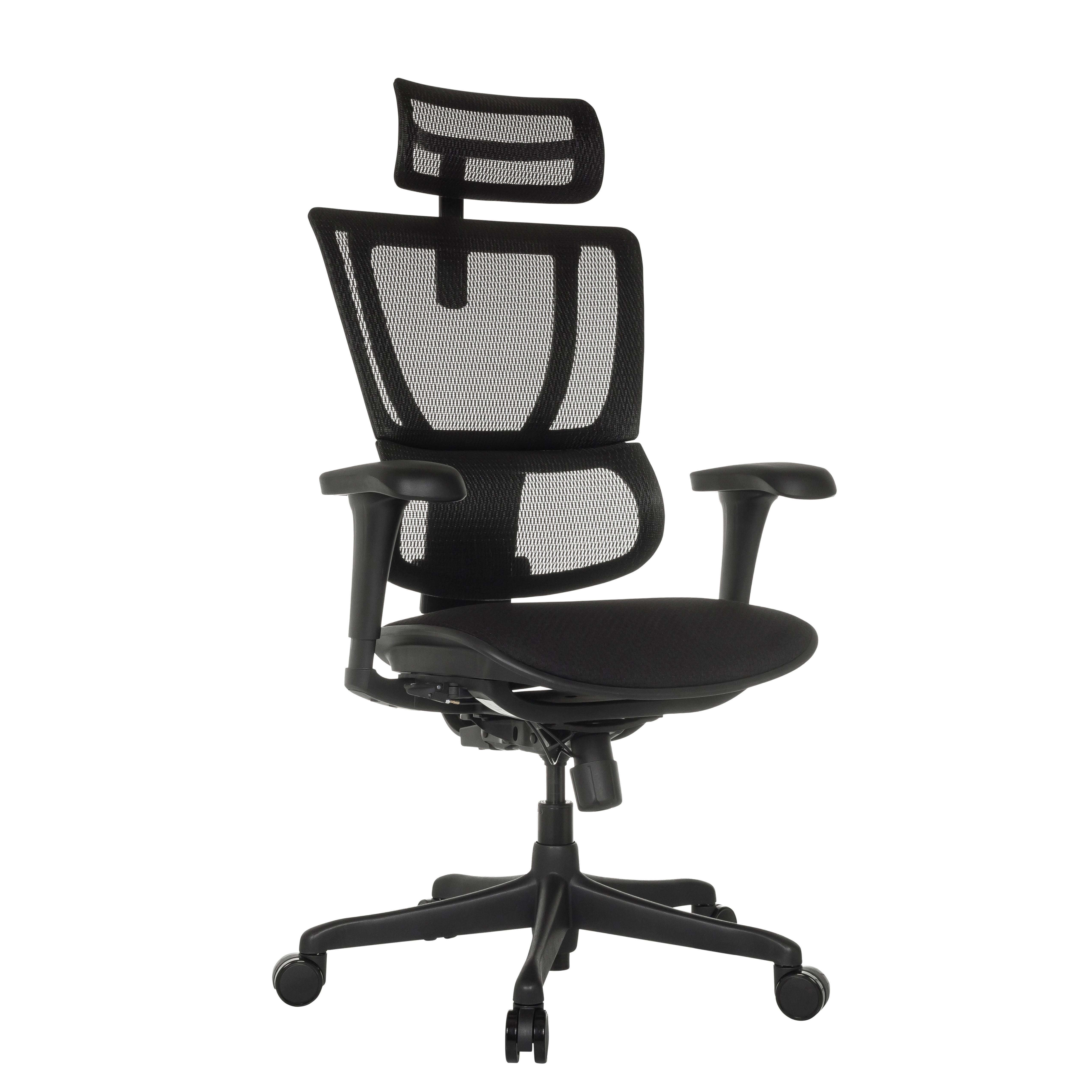 Drehstuhl Ergohuman Slim Eco Schwarz B: 69 cm - Schwarz, MODERN, Kunststoff/Textil (69/112 - 134/63cm) - MID.YOU