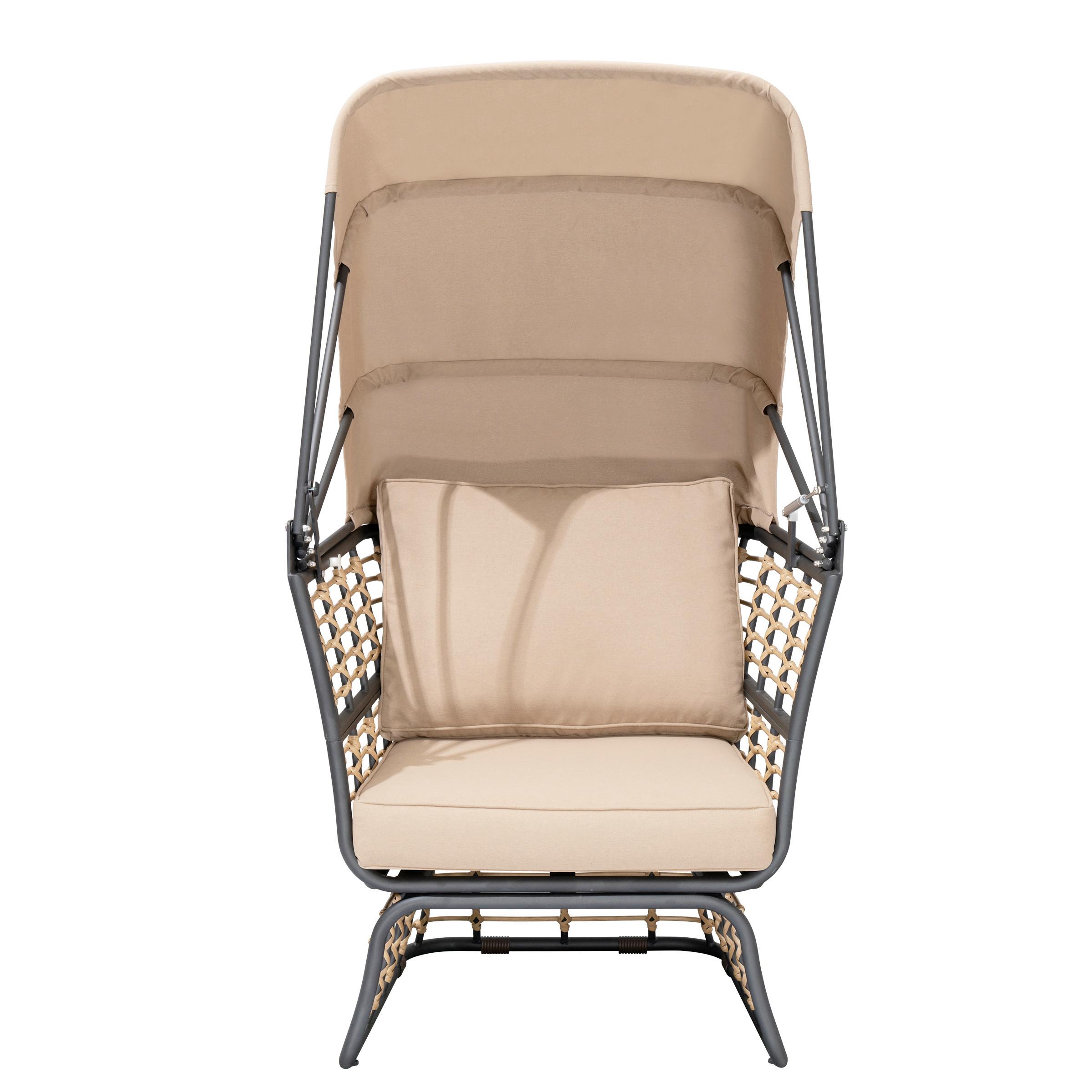 Loungesessel Paros - Anthrazit/Beige, Basics, Kunststoff/Textil (72/154/83cm) - Gardenson