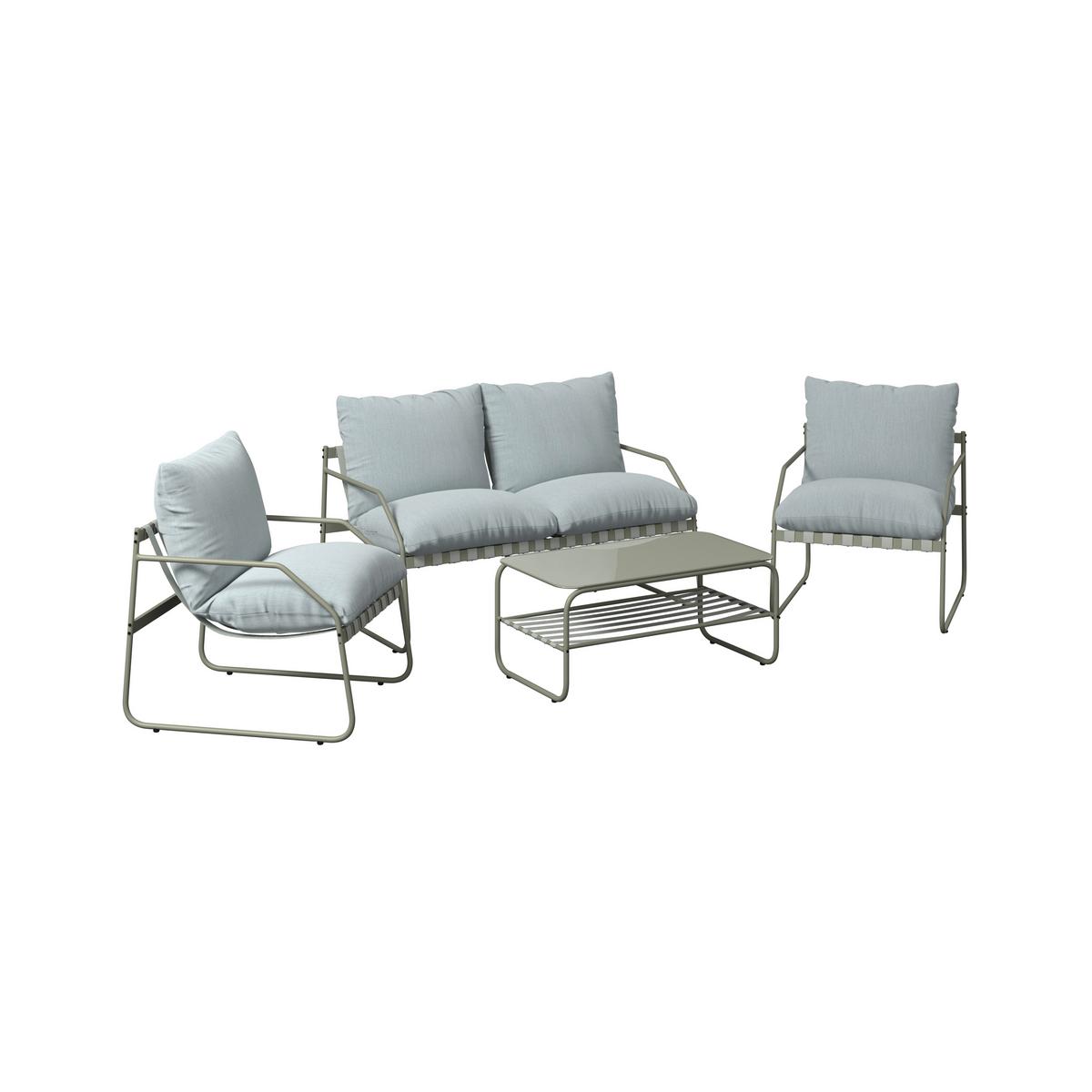 Loungegarnitur Miami - Beige/Grau, MODERN, Glas/Textil (128/62/82cm) - Beldano