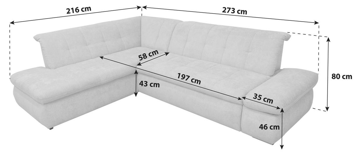Ecksofa Moric Beige Mikrofaser - Chromfarben/Beige, KONVENTIONELL, Textil (216/273cm) - MID.YOU