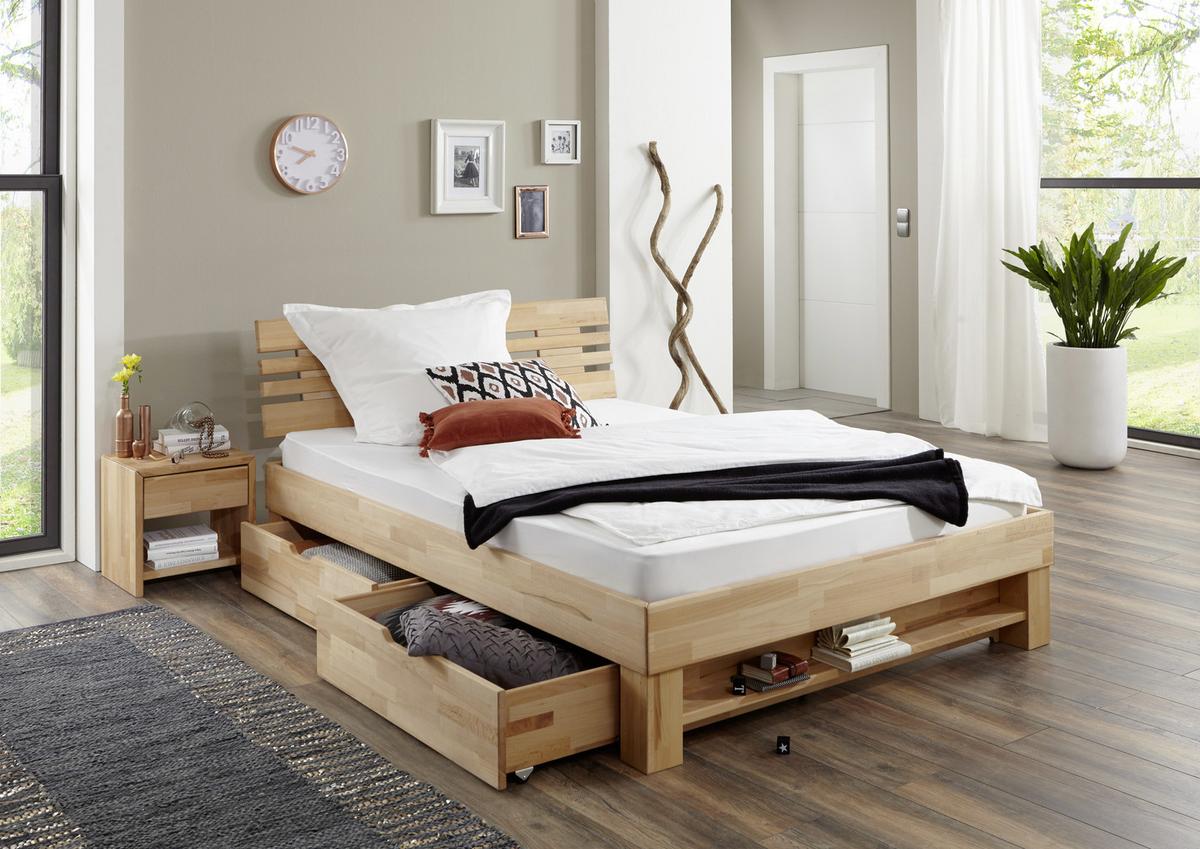 Bettregal Elisabeth Buche Massiv B: 90 cm - Kernbuche, KONVENTIONELL, Holz (90/21/10cm)