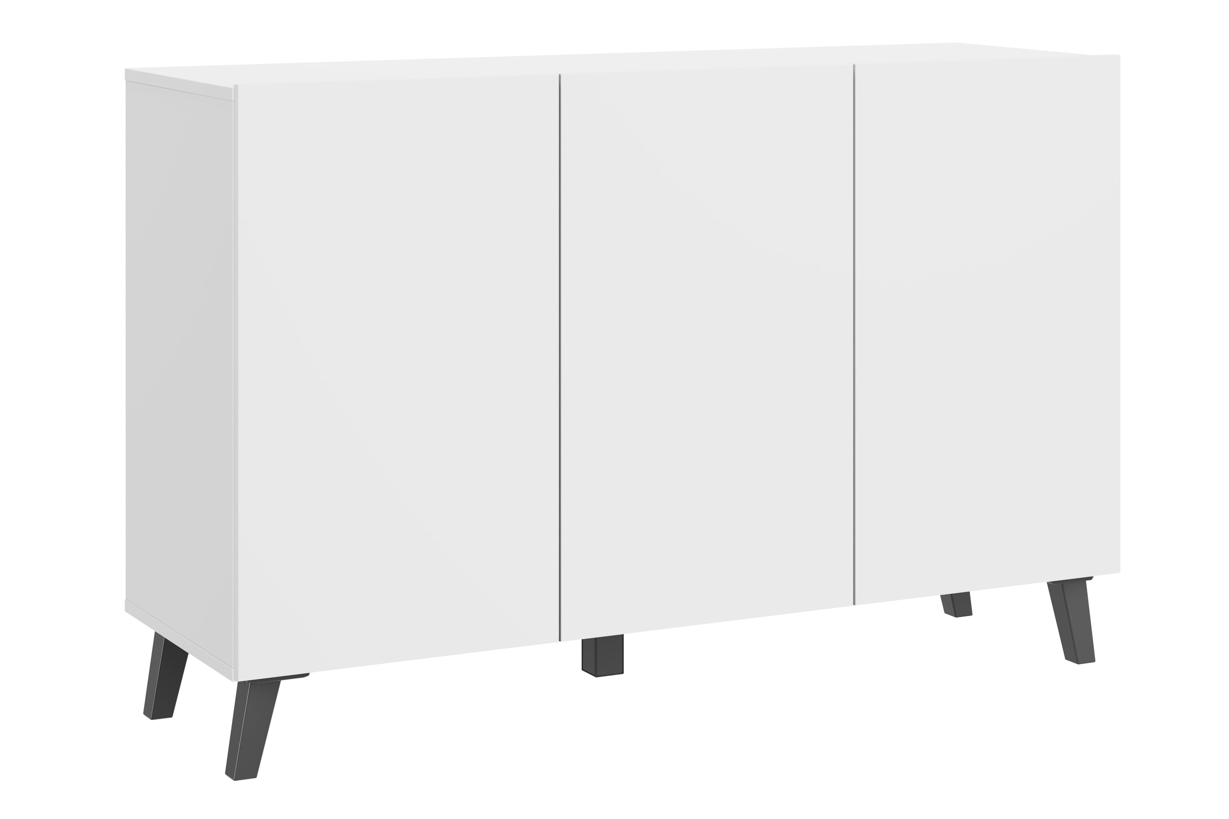 Sideboard Phuket 120 Weiß B: 120 cm - Schwarz/Weiß, Design, Holzwerkstoff (120/76/39cm) - P & B