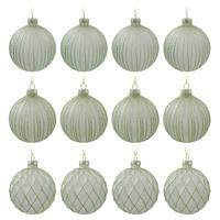 Sada vianočných gulí Miracle, Ø: 8cm, 12ks/bal. - zelená, kov/textil (8cm) - Modern Living