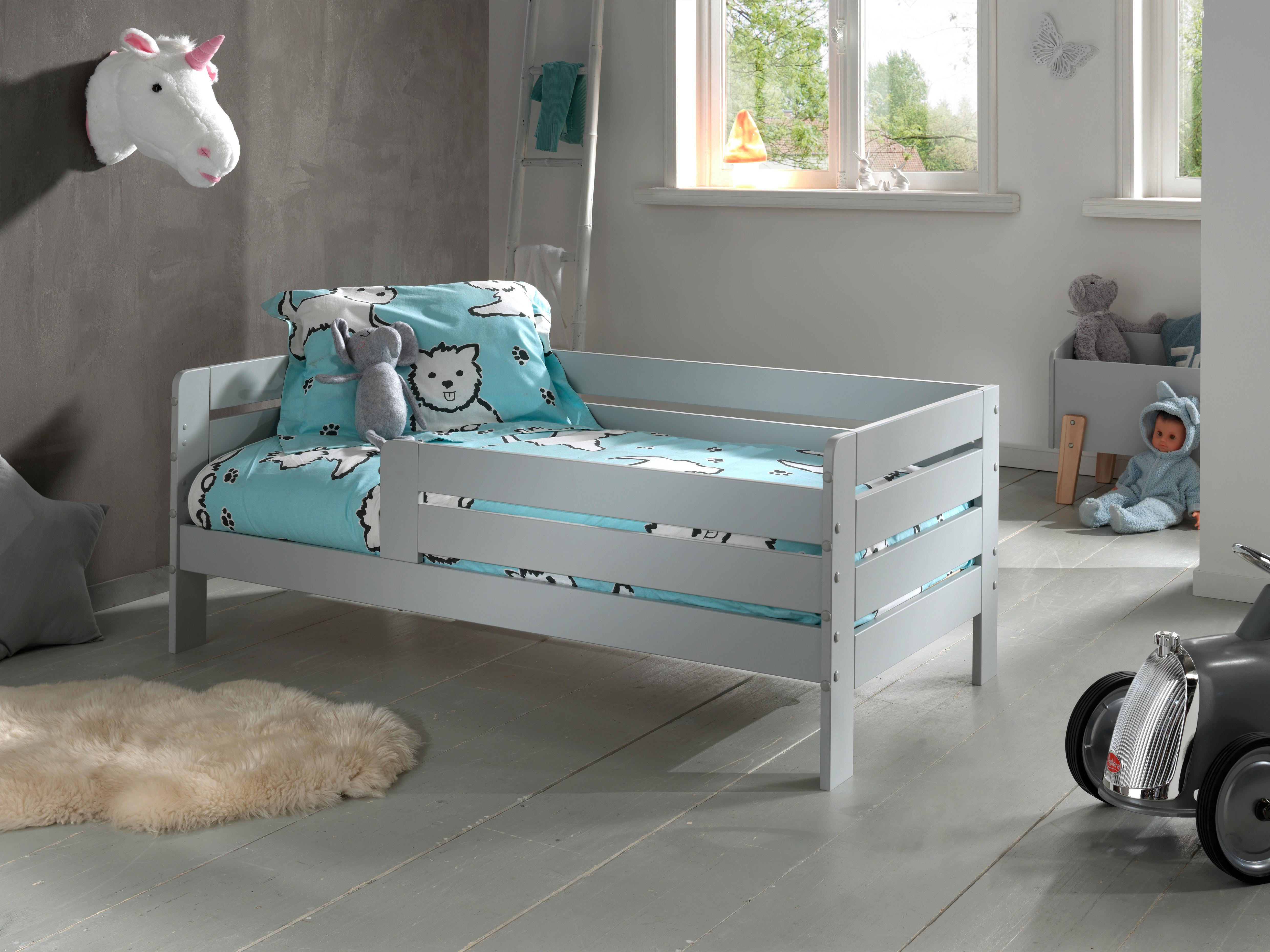 Kinder-/Juniorbett Grau lackiert 70x140 cm - Naturfarben/Grau, MODERN, Holz/Holzwerkstoff (70/140cm) - MID.YOU