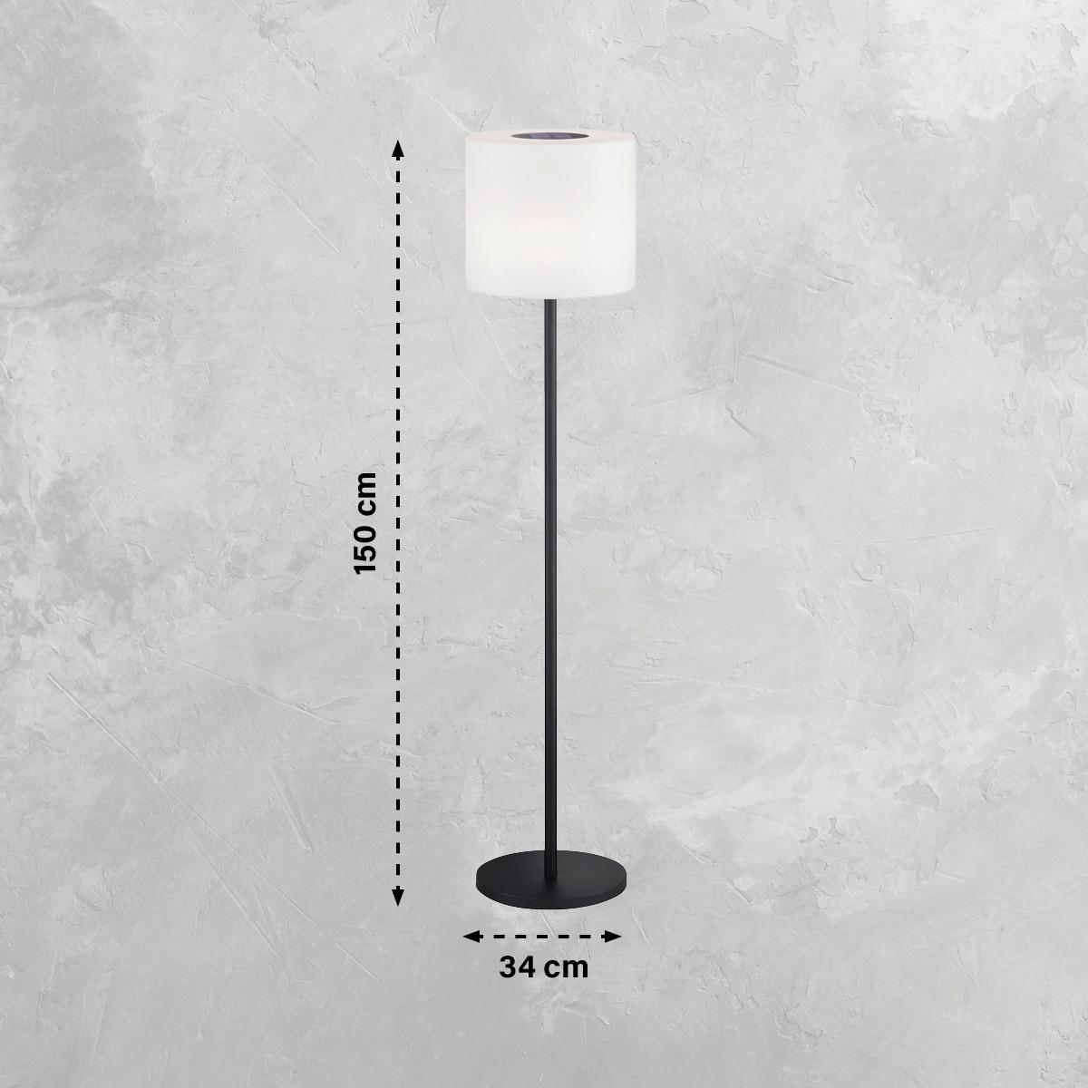 Akku-Stehleuchte Mina Weiß D: 34 cm - Schwarz/Weiß, Design, Glas/Kunststoff (34/150cm) - Schöner Wohnen